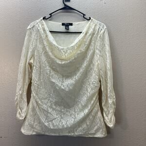 Style & Co Fairycore Lace Boat Neck Y2K Coquette Cowl Neck Top Lined Long Sleeve
